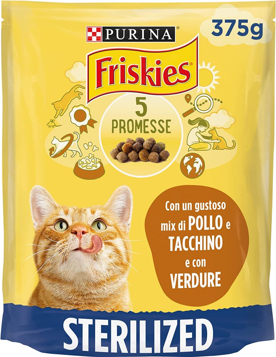 croccantini friskies sterilcat 375gr tacchino, pollo, verdure e legumi