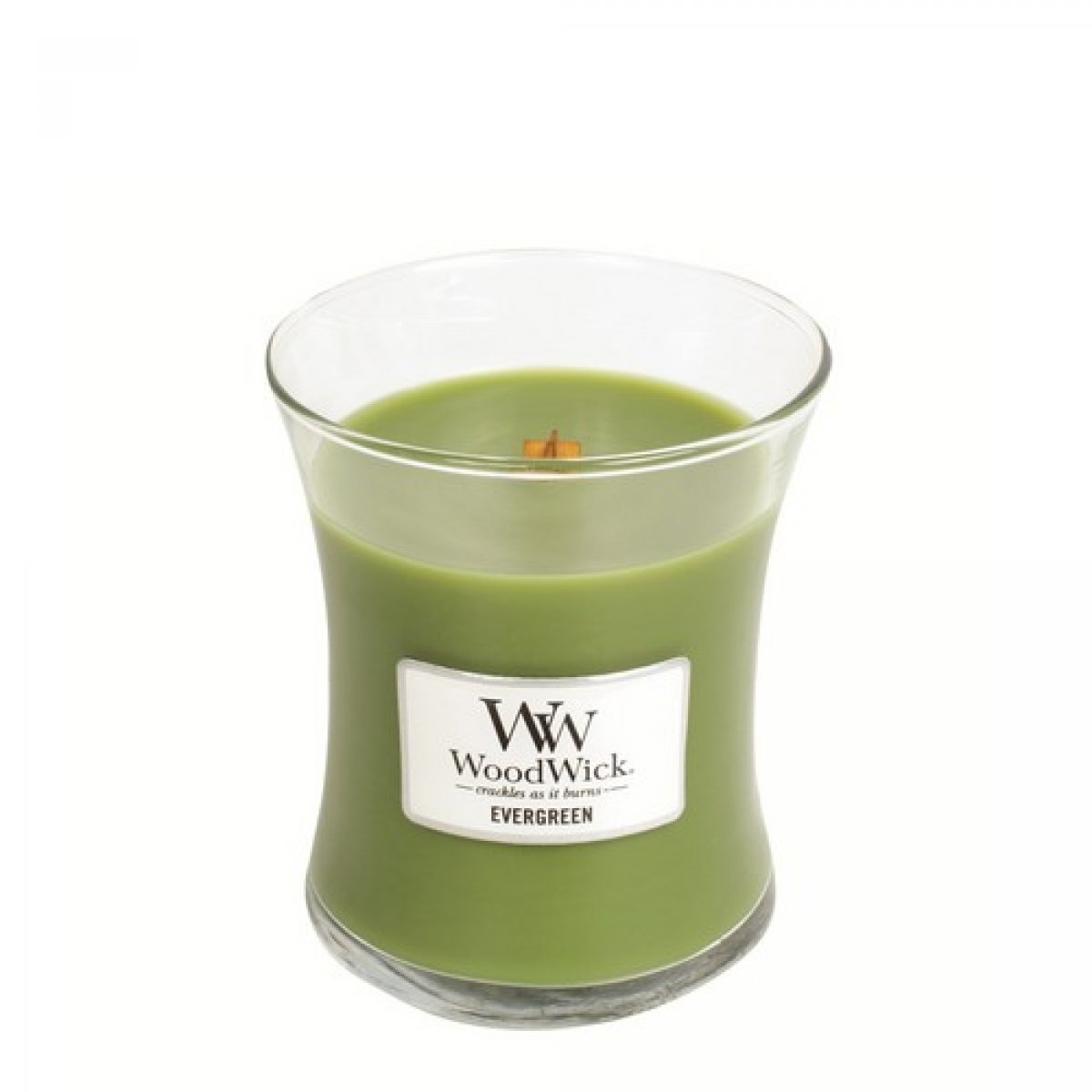 Candela a clessidra media Evergreen Woodwick - 658 g