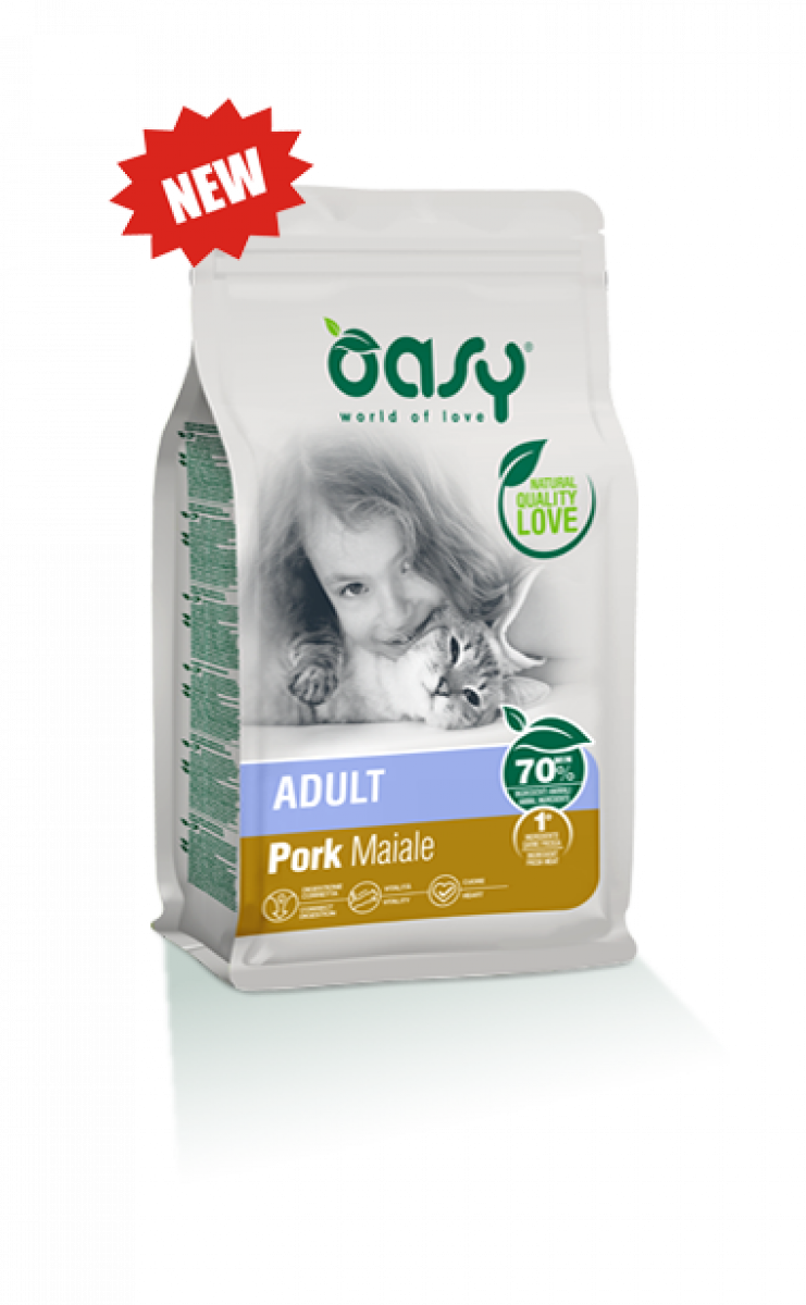 OASY GATTO SECCO ADULT MAIALE 300GR