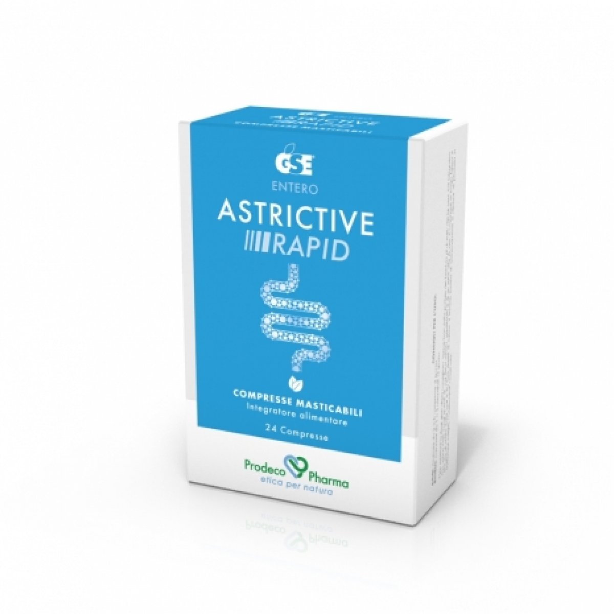 GSE Entero Astrictive Rapid Compresse masticabili - Prodeco Pharma Adatto a adulti e bambini da 1 anno. Ricco di componenti vegetali ad alta concentrazione è efficace sui sintomi e sulle cause della diarrea, senza interferire con la funzionalità intestinale. 24 compresse masticabili