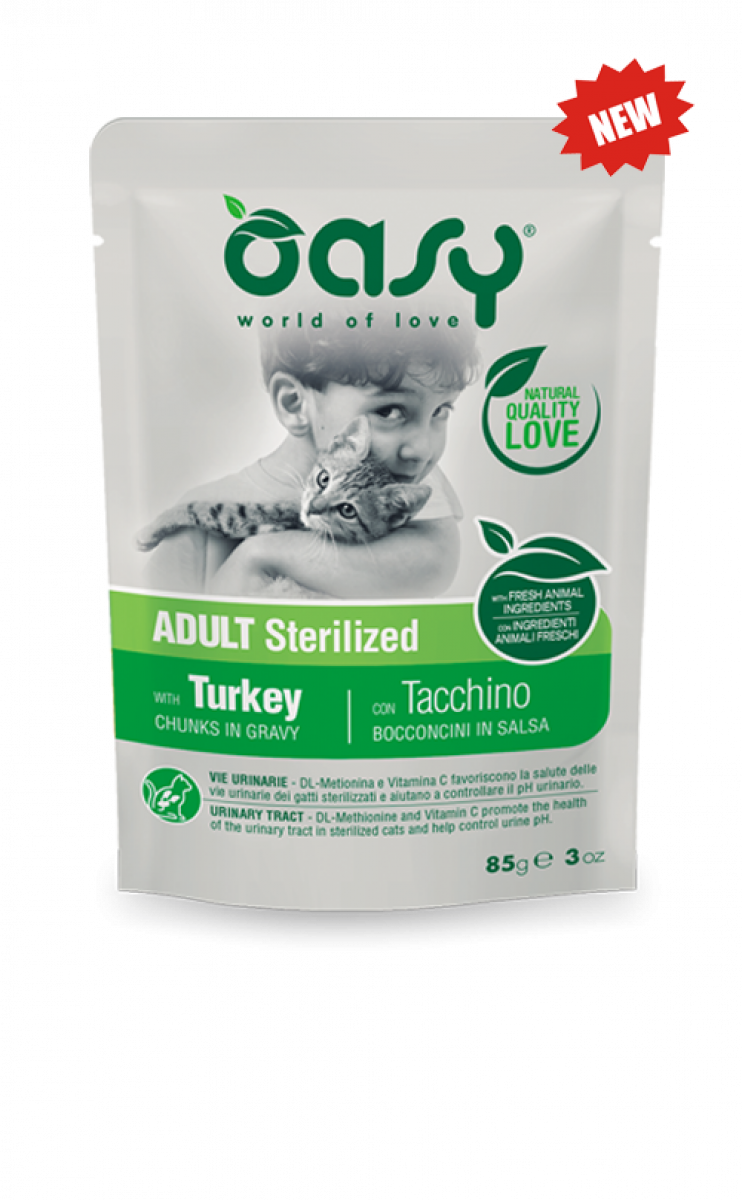 OASY GATTO WET BOCCONCINI STERILIZED TACCHINO 85GR