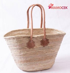 BORSA Coffa donna paglia cm55 h35 palma cuoio estate mare spiaggia