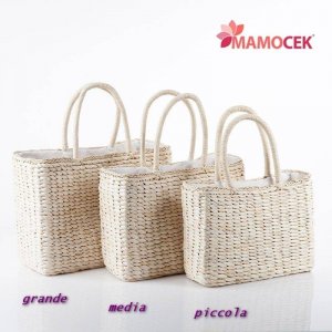 BORSA Coffa donna mais foderata Grande cm.44×18 h30 estate mare passeggio paglia