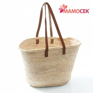 BORSA Coffa donna paglia manico lungo cm51 h36 palma mare spiaggia