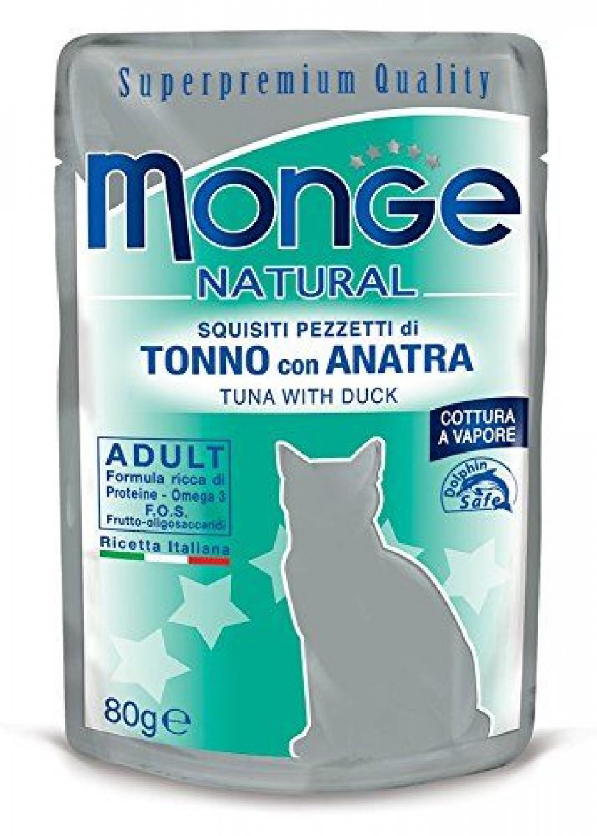 MONGE GATTO NATURAL ADULT TONNO CON ANATRA 80GR