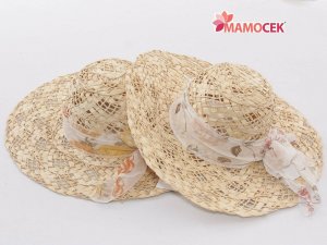 CAPPELLO Donna tesa larga passeggio mare estate spiaggia paglia fascia fiori arancio giallo