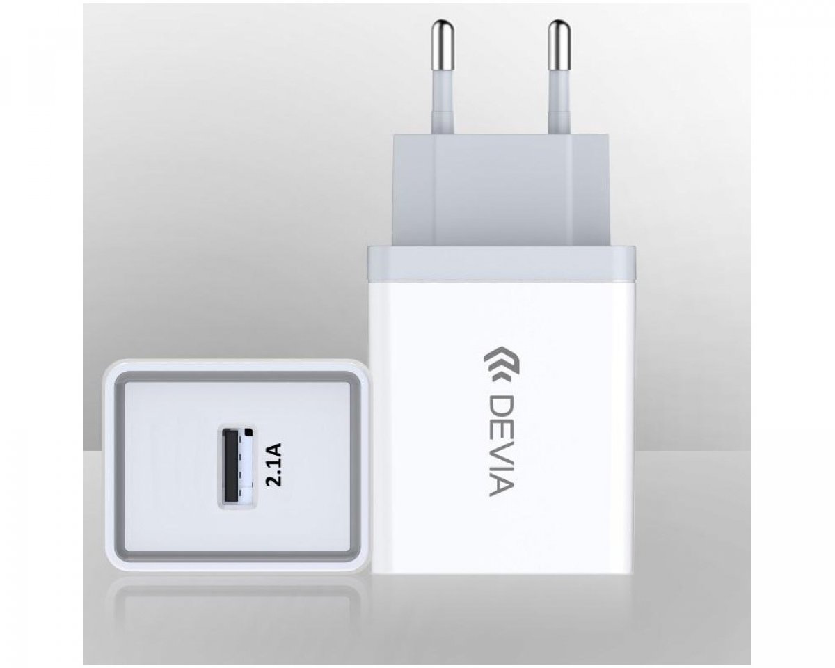 Carica Batterie Devia da muro 2.1 A. 1 Out USB 10.5W Bianco