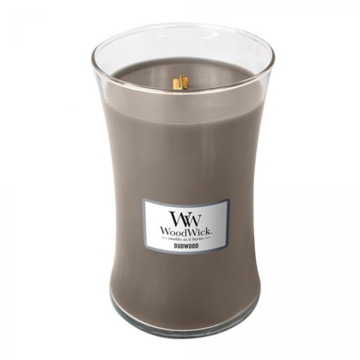 Candela a clessidra grande Oudwood Woodwick - 1134 g