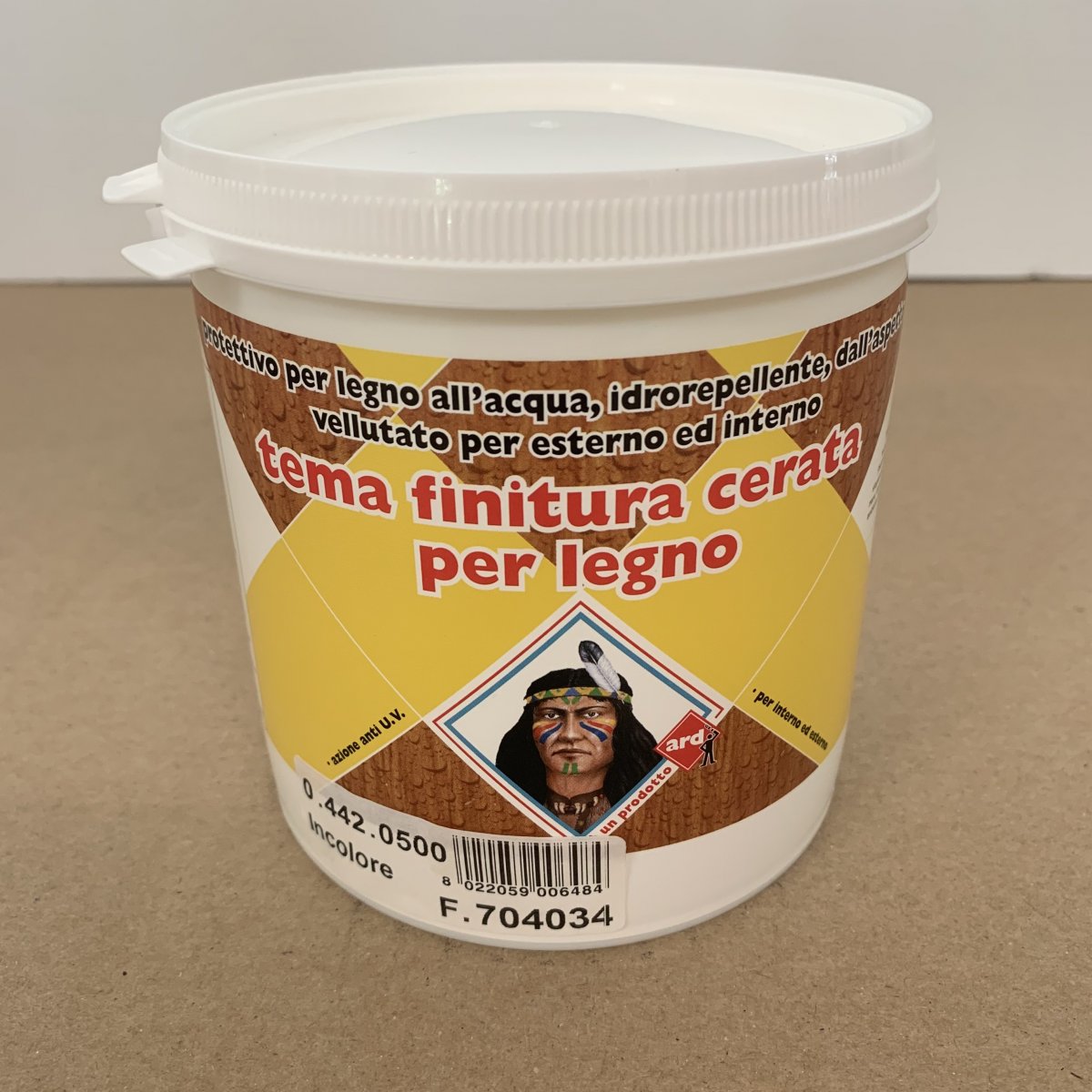 VERNICE PROTETTIVA TRASPARENTE SATINATA ALL'ACQUA PER INTERNO E ESTERNO 0,750 LT TEMA FINITURA CERATA PER LEGNO ARD-RACCANELLO 0,75 lt