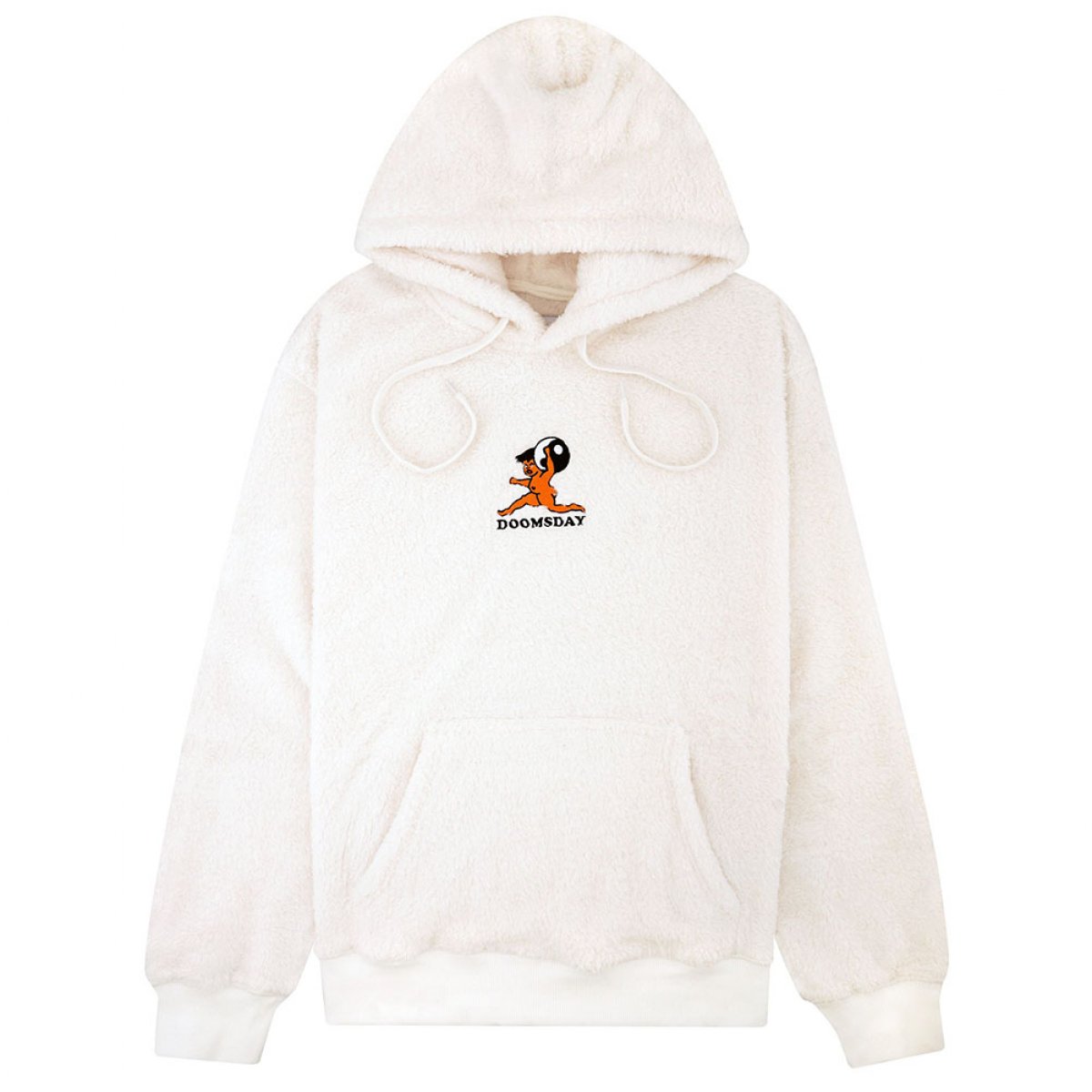 DOOMSDAY SOCIETY TAOBOY FLEECE EMBROIDERED FELPA CAPPUCCIO WHITE DOOMSDAY SOCIETY