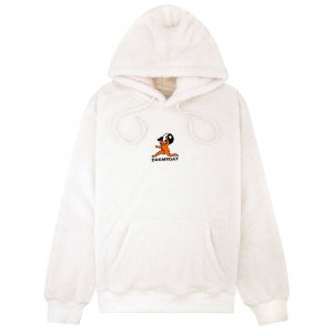 DOOMSDAY SOCIETY TAOBOY FLEECE EMBROIDERED FELPA CAPPUCCIO WHITE