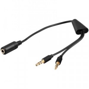 ADATTATORE AUDIO 2 CONNETTORI STEREO 3,5MM MASCHIO - 1 CONNETTORE 4 POLI 3,5MM FEMMINA