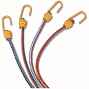 Corda elastica fissabagagli «serie TREM» Ø 8 mm. x 60 cm  Ricoperte in polietilene. Ganci in acciaio plastificato. Confezione da 2 Pezzi
