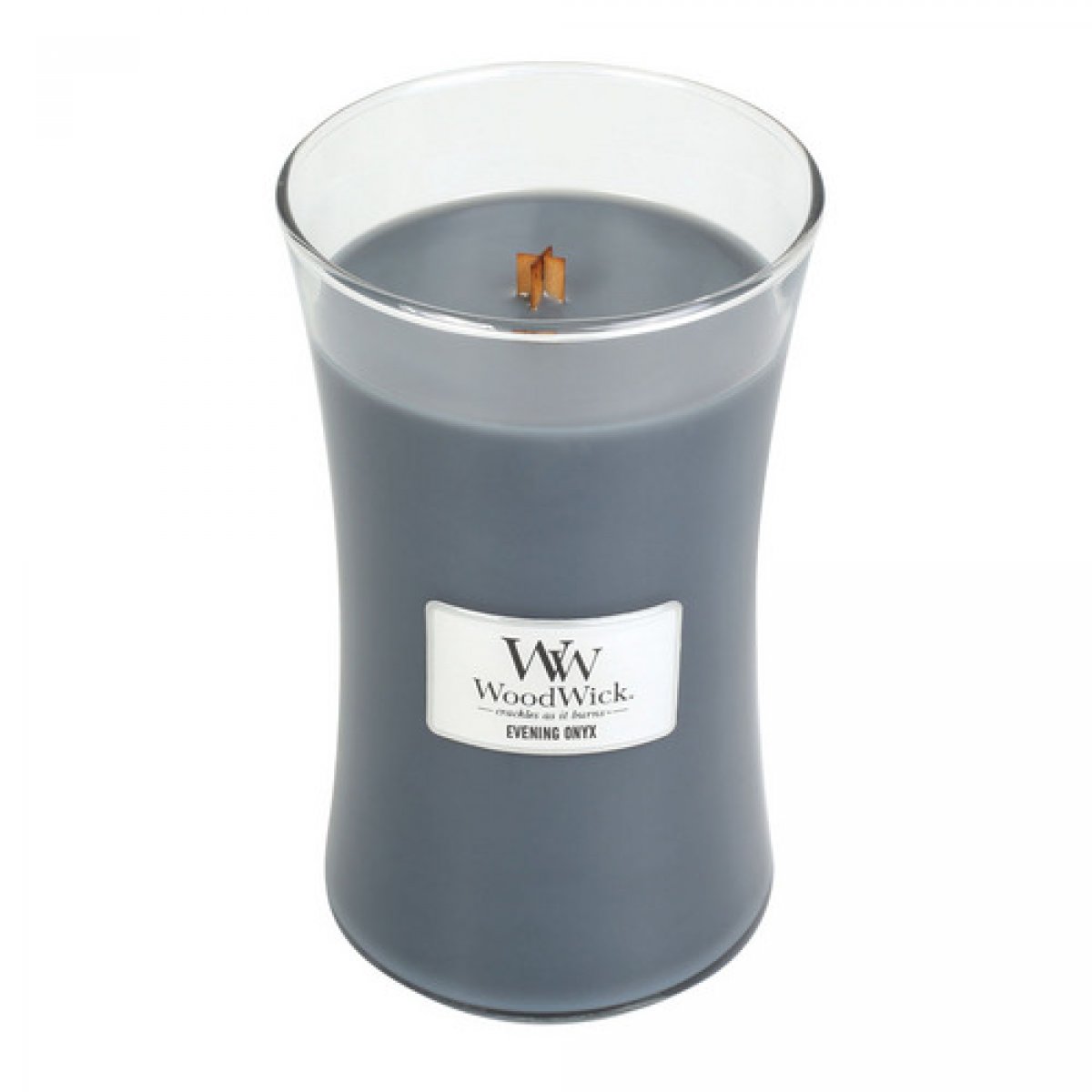 Candela a clessidra grande Evening Onyx Woodwick - 1134 g