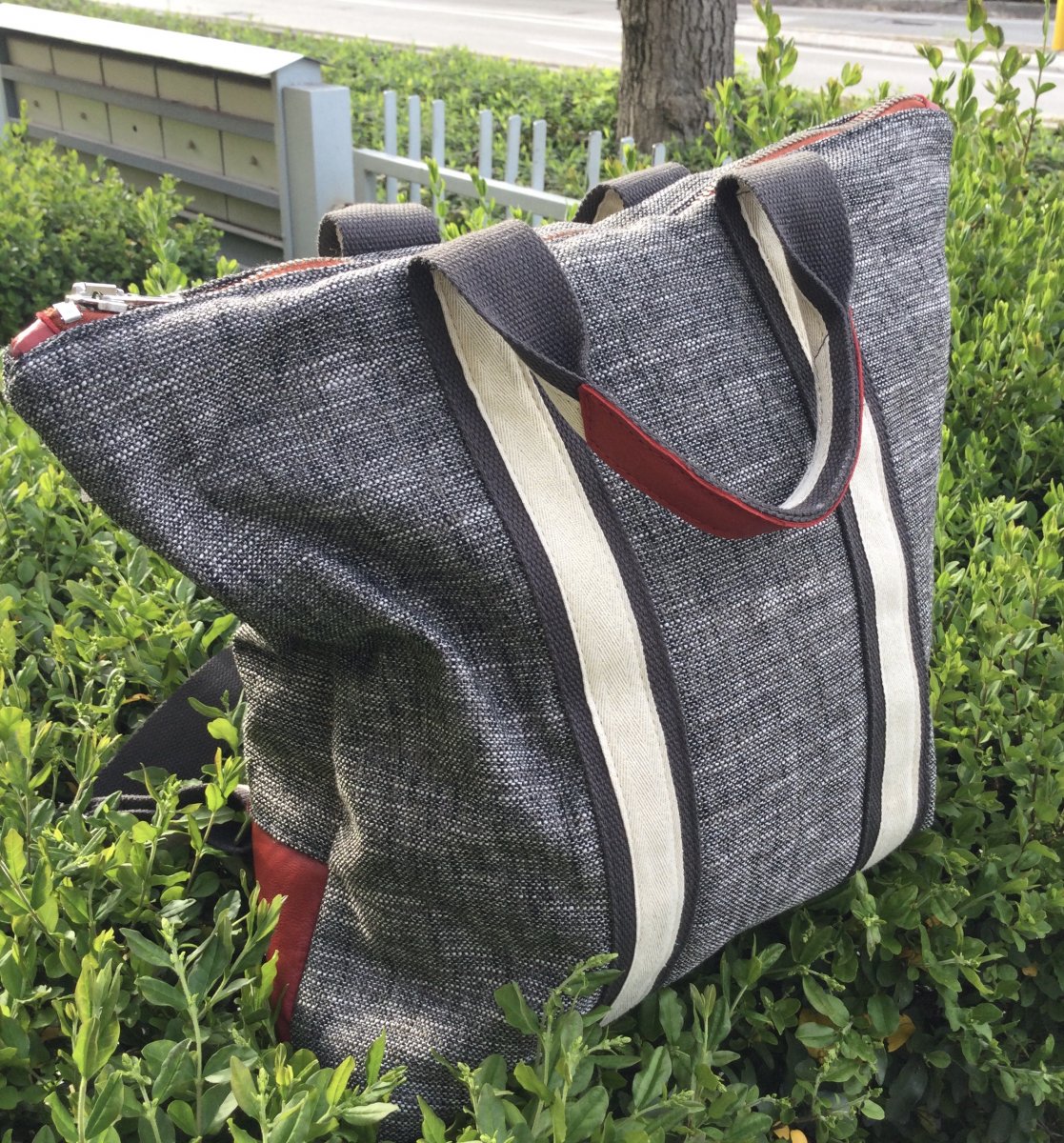 Borsa tweed con particolari Rossi 