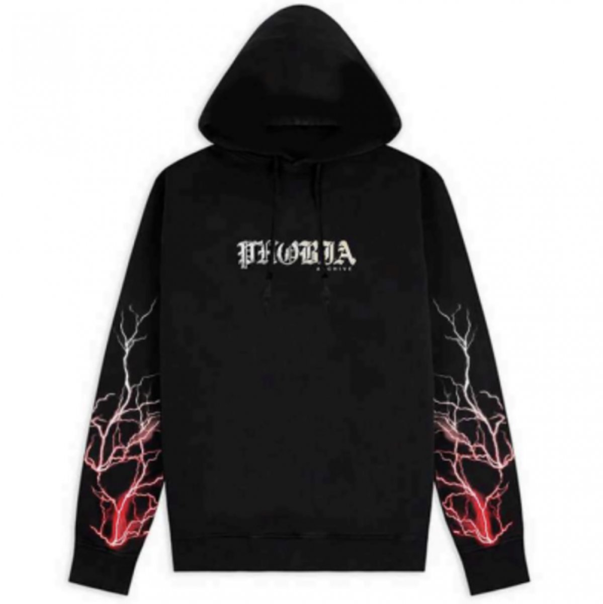 Phobia Archive Felpa con cappuccio fulmini Hoodie Black red grey PHOBIA ARCHIVE ORIGINALE