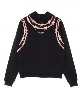 Phobia Archive Felpa con Cappuccio Leggera Filo Spinato Barbed Hoodie Black ORANGE