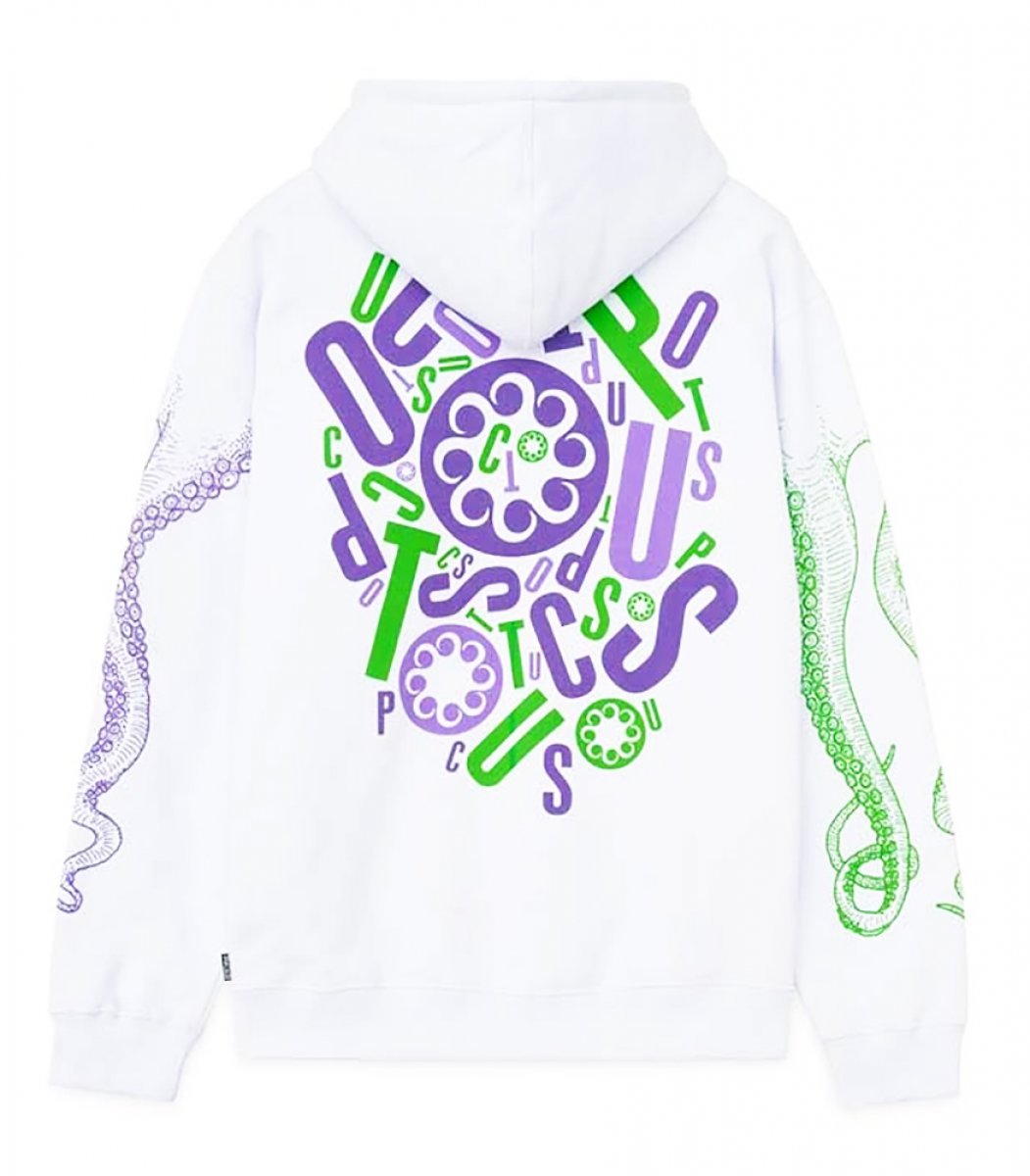OCTOPUS Brand LETTERZ Hoodie felpa cappuccio WHITE OCTOPUS BRAND