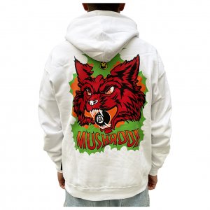 MUSHROOM Felpa con Cappuccio Wolf Hoodie White Limited