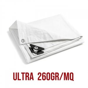 Telo PVC ULTRA 260gr occhiellato copertura impermeabile esterni Bianco 4X6mt