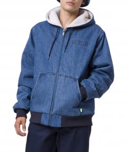 HUF Giacca COLTON Hooded Zip Jacket Denim Jeans & Sherpa