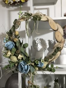 Corona fiori sintetici e secchi