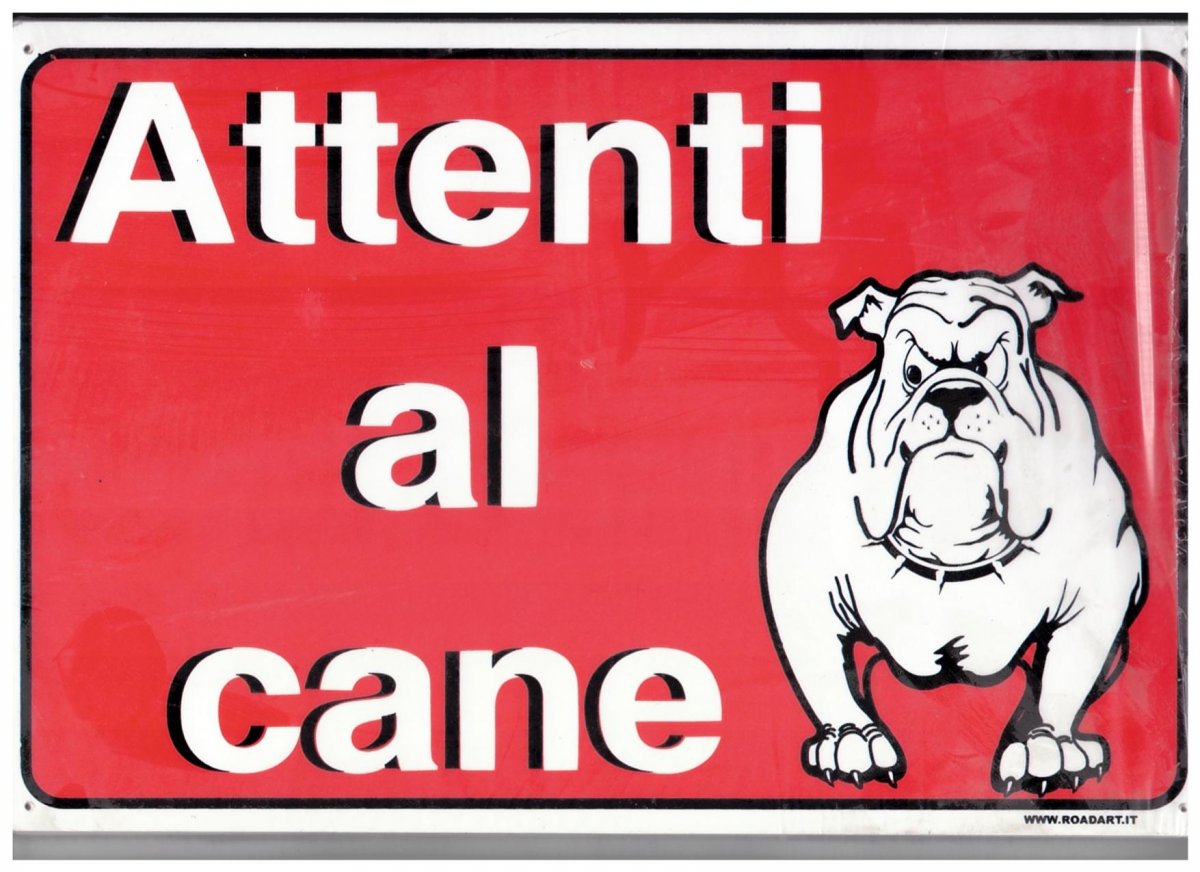 Cartello PVC 200X300 mm ATTENTI AL CANE sfondo arancione db