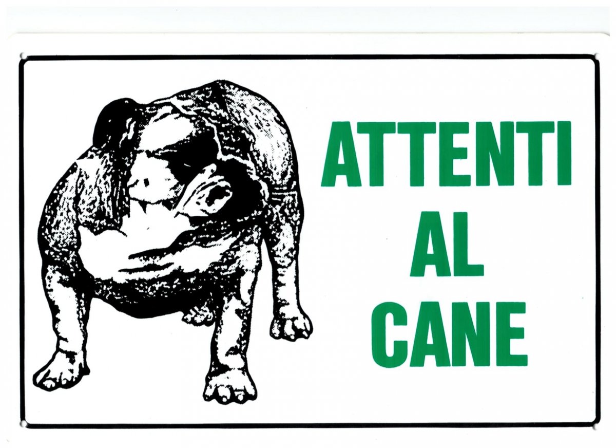 Cartello PVC 200X300 mm ATTENTI AL CANE sfondo bianco db