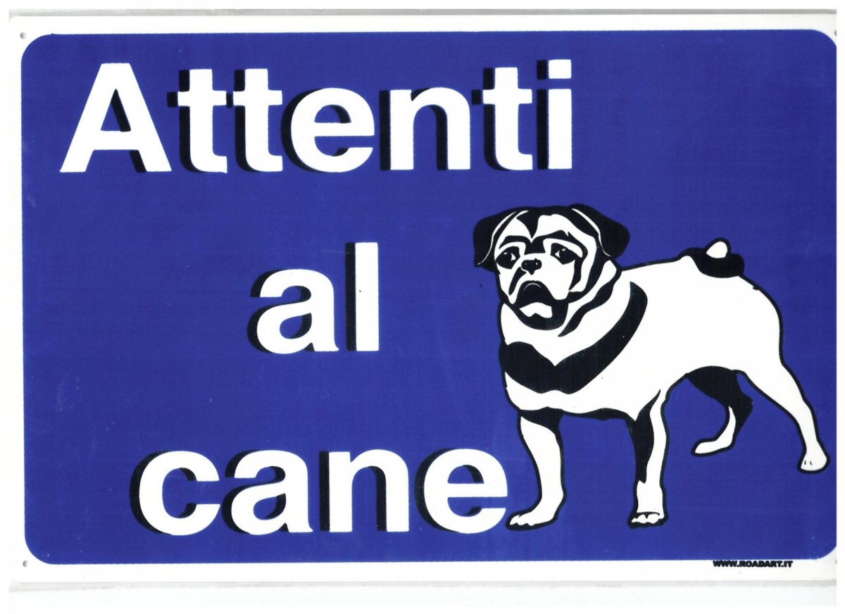 Cartello PVC 200X300 mm ATTENTI AL CANE sfondo blu db