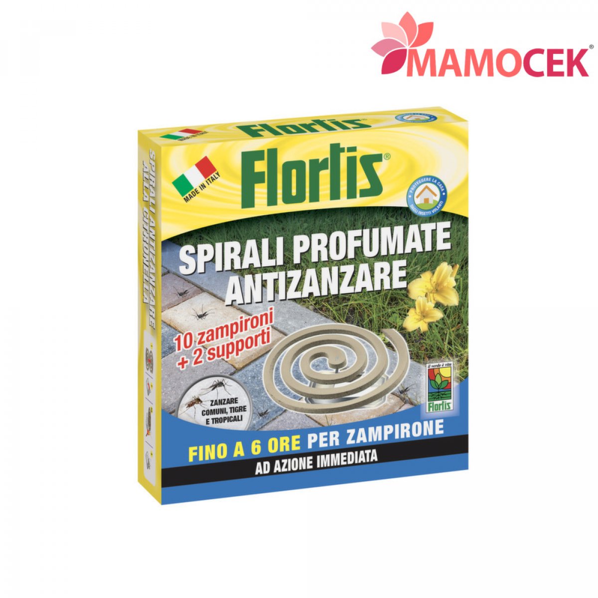 FLORTIS 10 spirali antizanzare profumate Citronella zampirone contro zanzare tigri insetti 