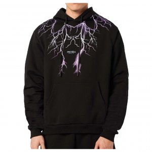 Phobia Archive Felpa con Cappuccio Leggera fulmini Hoodie Black purple