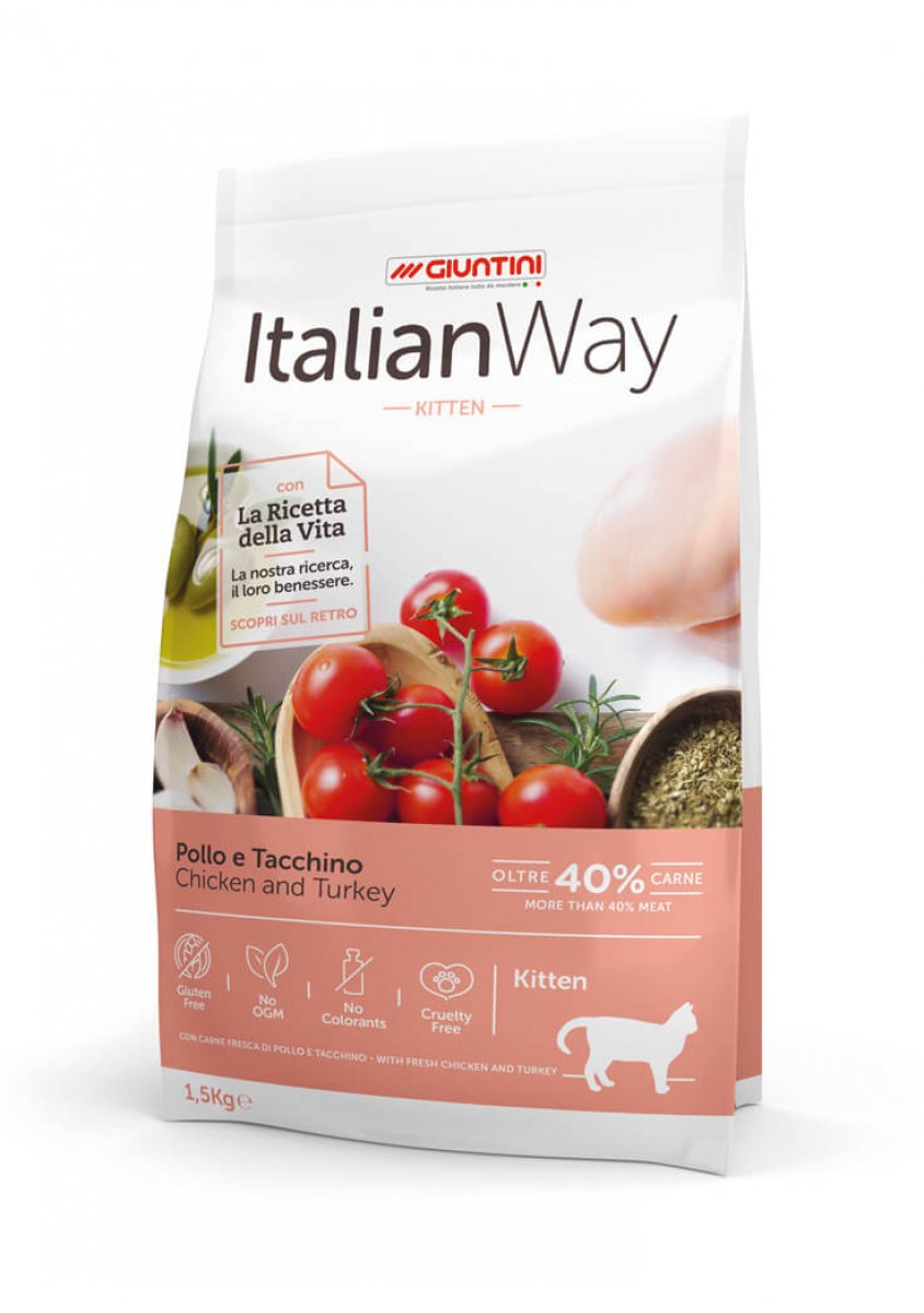 ITALIAN WAY KITTEN alimento per gattini POLLO E TACCHINO 1,5KG 
