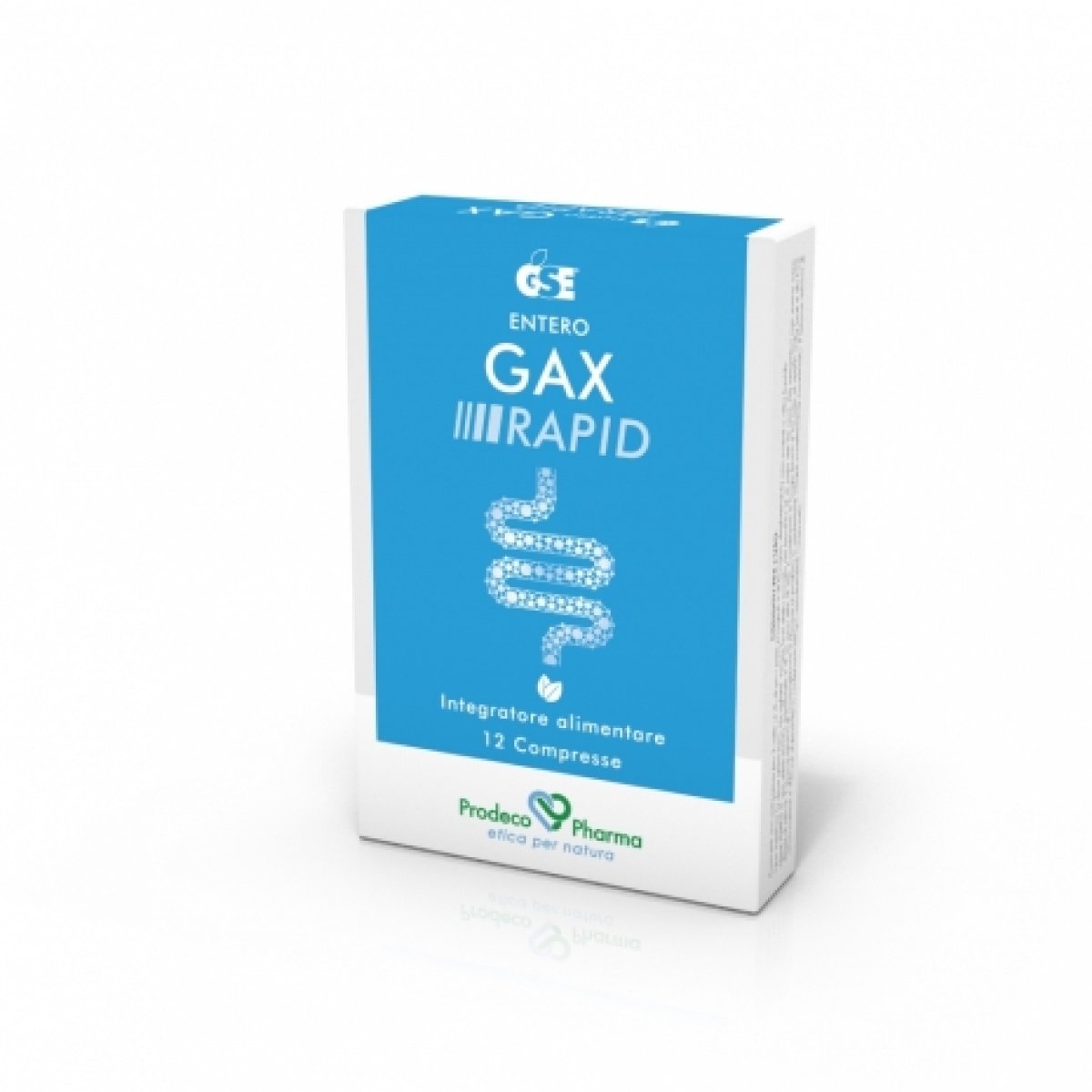 GSE ENTERO GAX Rapid - Prodeco Pharma A base di componenti naturali e oli essenziali ripristina il benessere gastro-intestinale in caso di tensione, gonfiore, meteorismo. Confezione da 12 compresse in blister.