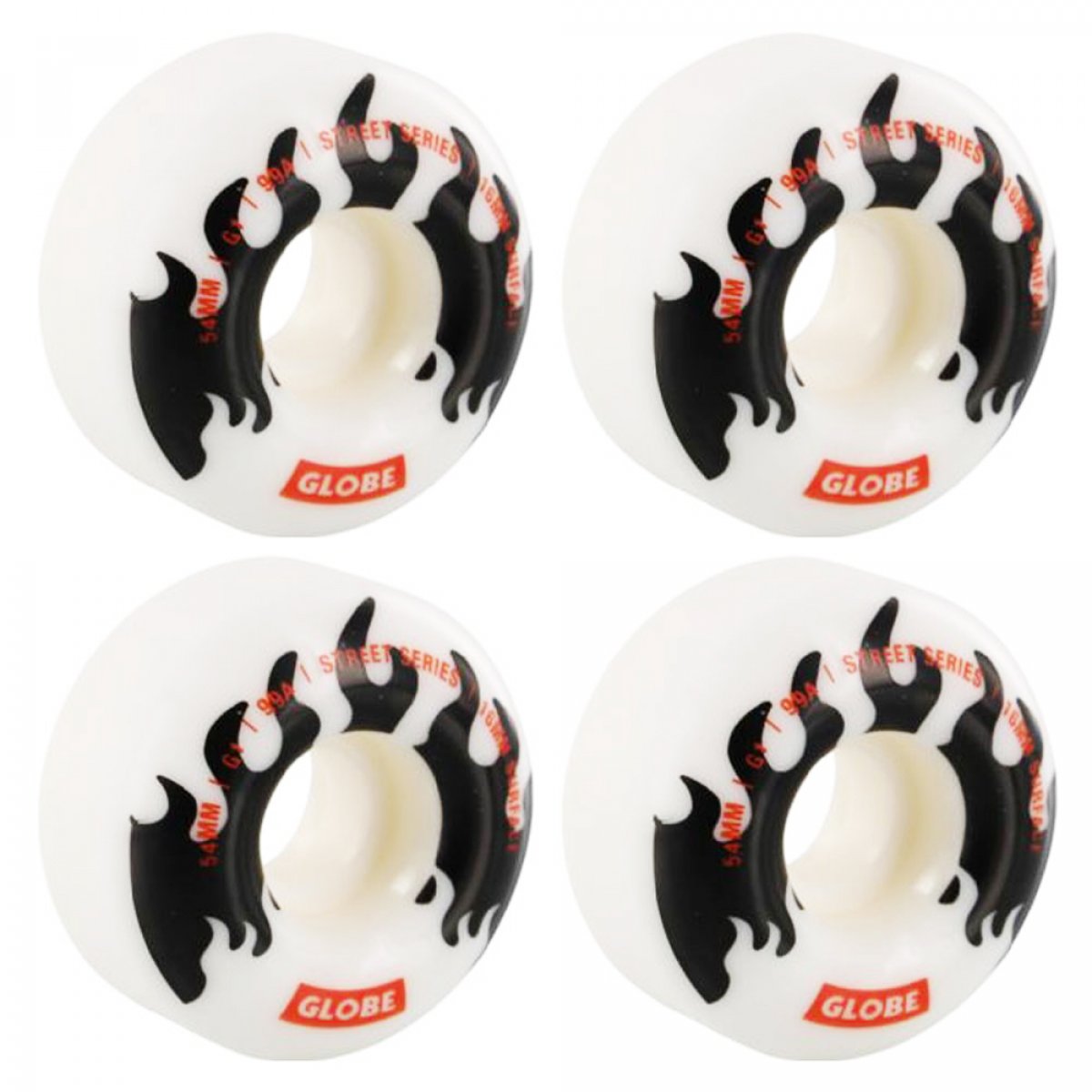 Globe ruote skate 54 mm 99a flame white 4 pezzi Ruote professionali skate ideali per park e street