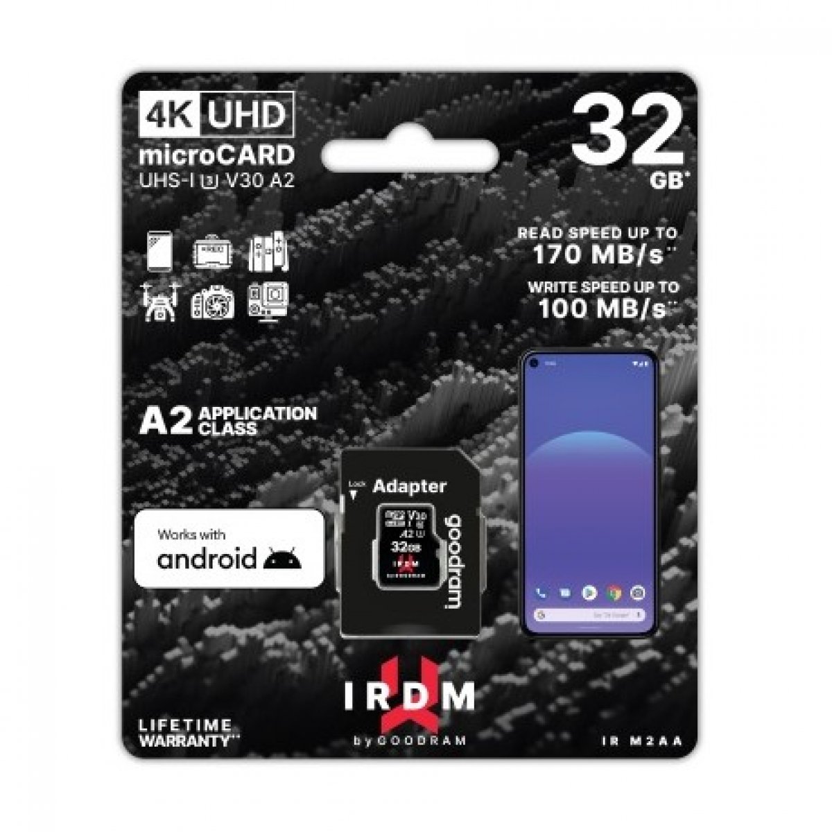 microSD IRDM by GOODRAM 32GB UHS I U3 A2 + adapter 