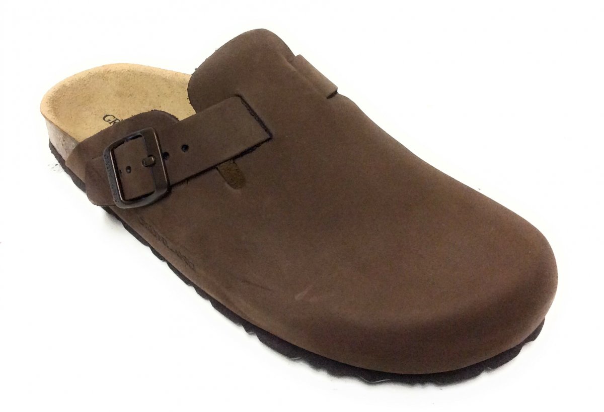 GRUNLAND CB7018 SABOT DONNA REGOLABILE CON FIBBIA, COLORE MARRONE IN PELLE DI NABUK GRUNLAND