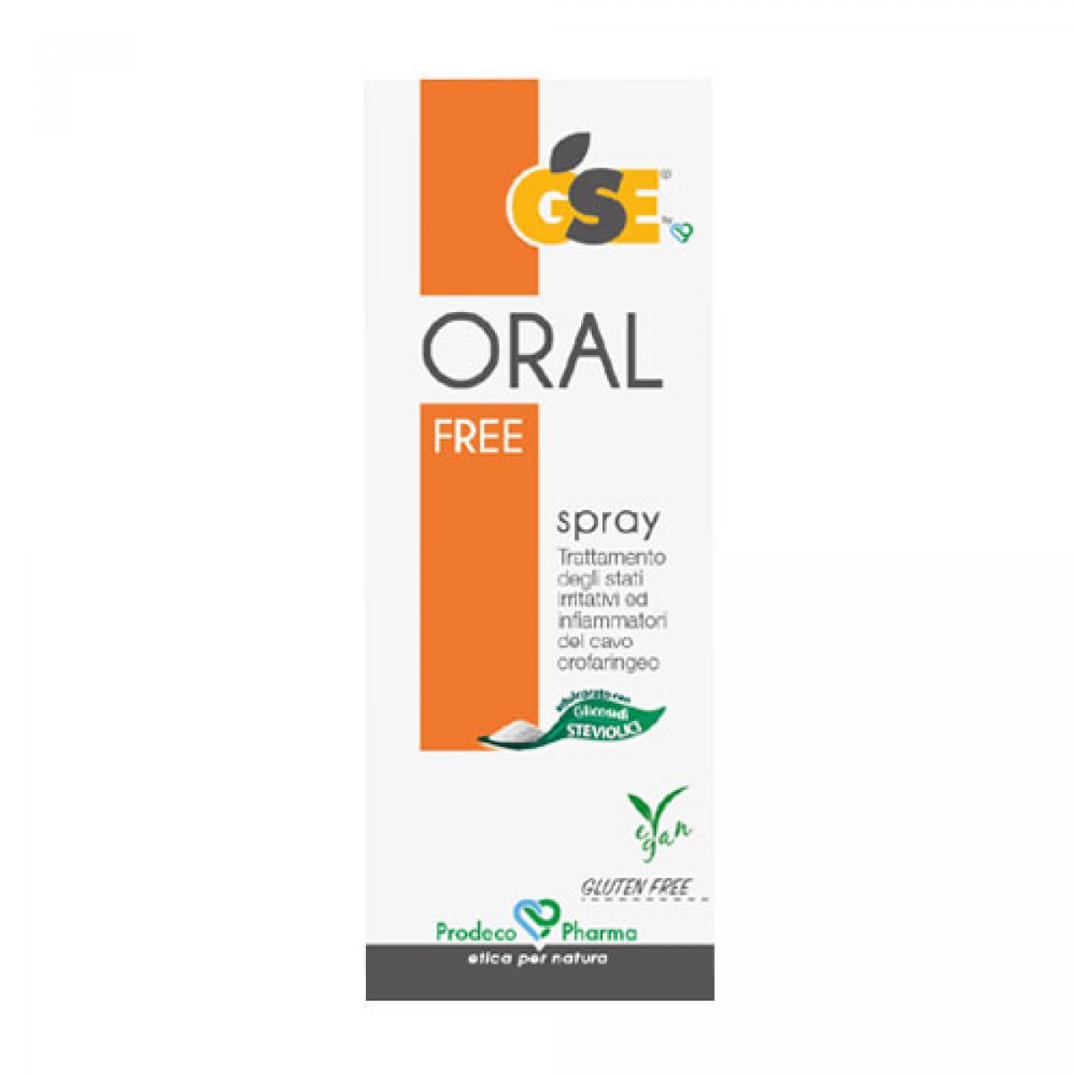 GSE ORAL FREE Spray - Prodeco Pharma Soluzione per uso orale che protegge dall’aggressione di agenti esterni ed esplica un’azione antinfiammatoria e lenitiva. Confezione: flacone da 30 ml in nebulizzatore ecologico con cannula orientabile.