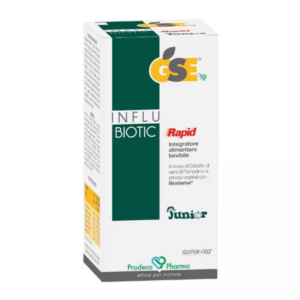 GSE Influbiotic Rapid JUNIOR - Prodeco Pharma Integratore alimentare a base di Estratto di semi di Pompelmo, Biosterine®,Prunella, Echinacea e Sambuco. Flacone 250 ml