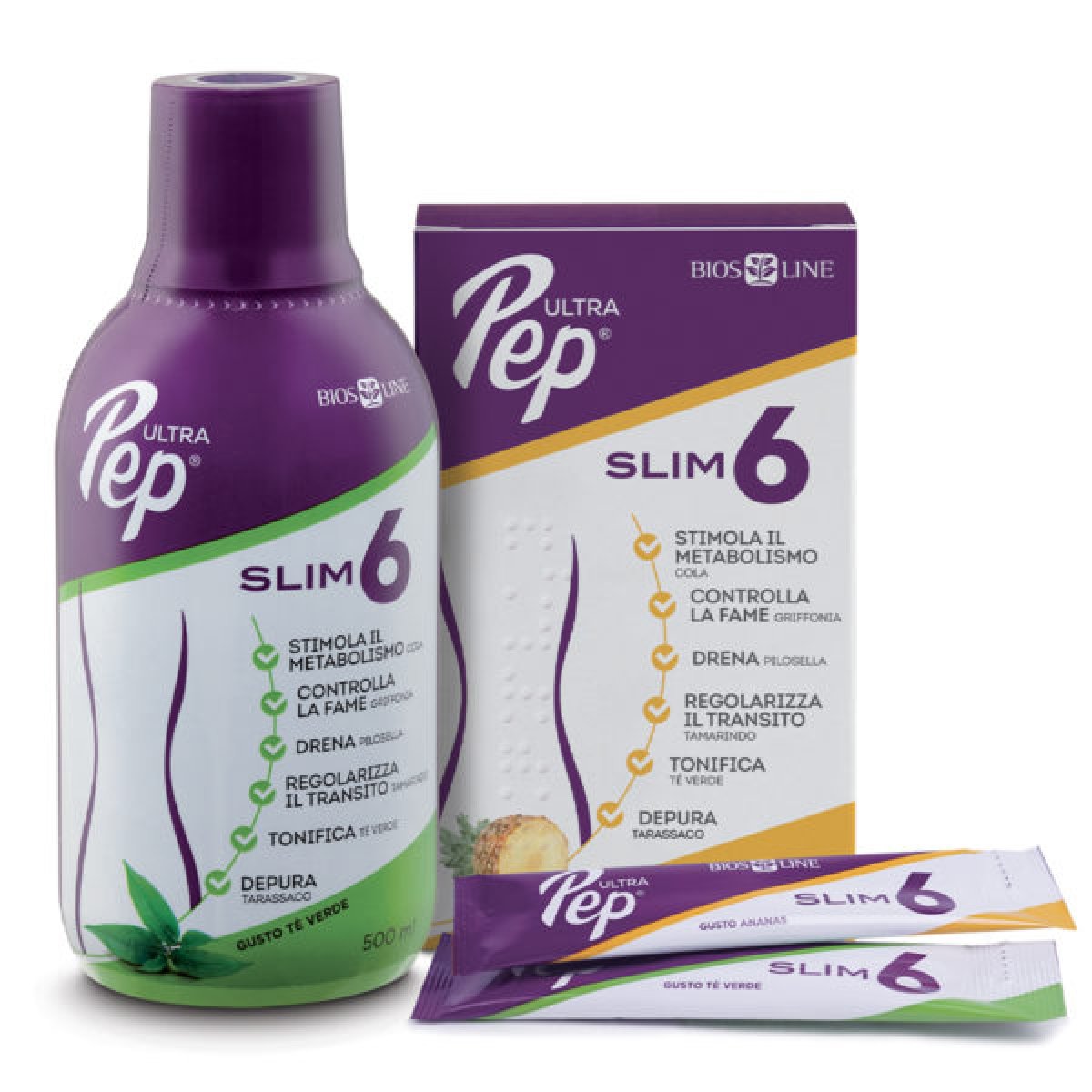 Slim 6 Ultra Pep 500 ml Gusto Te Verde Bios Line