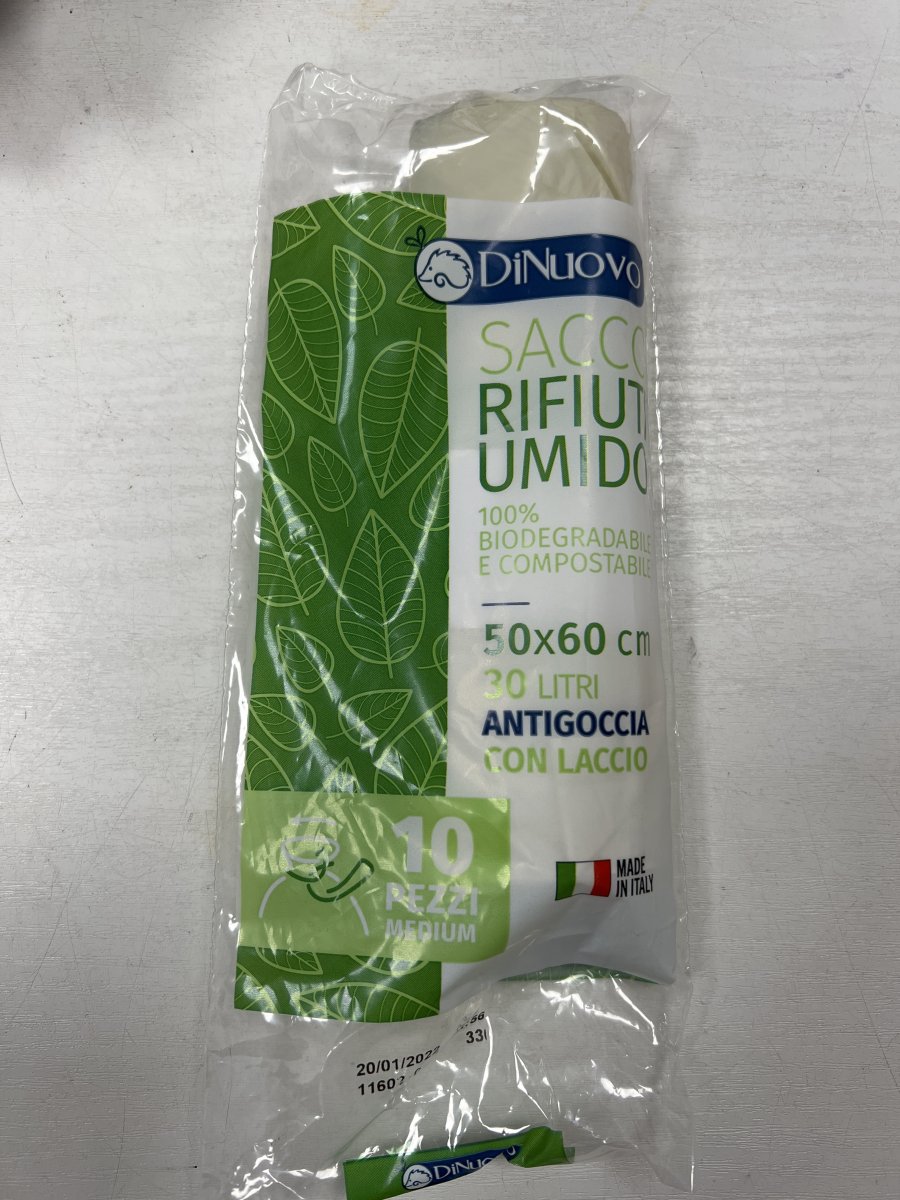 Sacco rifiuti umido 50 per 60 cm Tanti goccia con laccio 30 l biodegradabile e composta abile al 100%