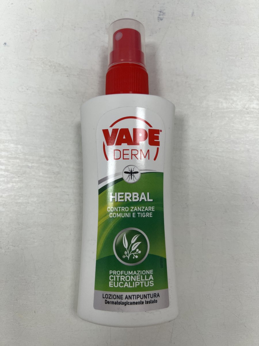 VAPE DERM HERBAL LOZIONE ANTIPUNTURA Contro zanzare comuni e tigre profumazione citronella eucaliptus