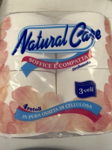 Carta igienica in pura ovatta di cellulosa  4 rotoli  compatti 3 veli