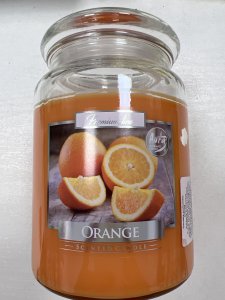 Candela in vetro con coperchio   500 gr di Profumo  ORANGE