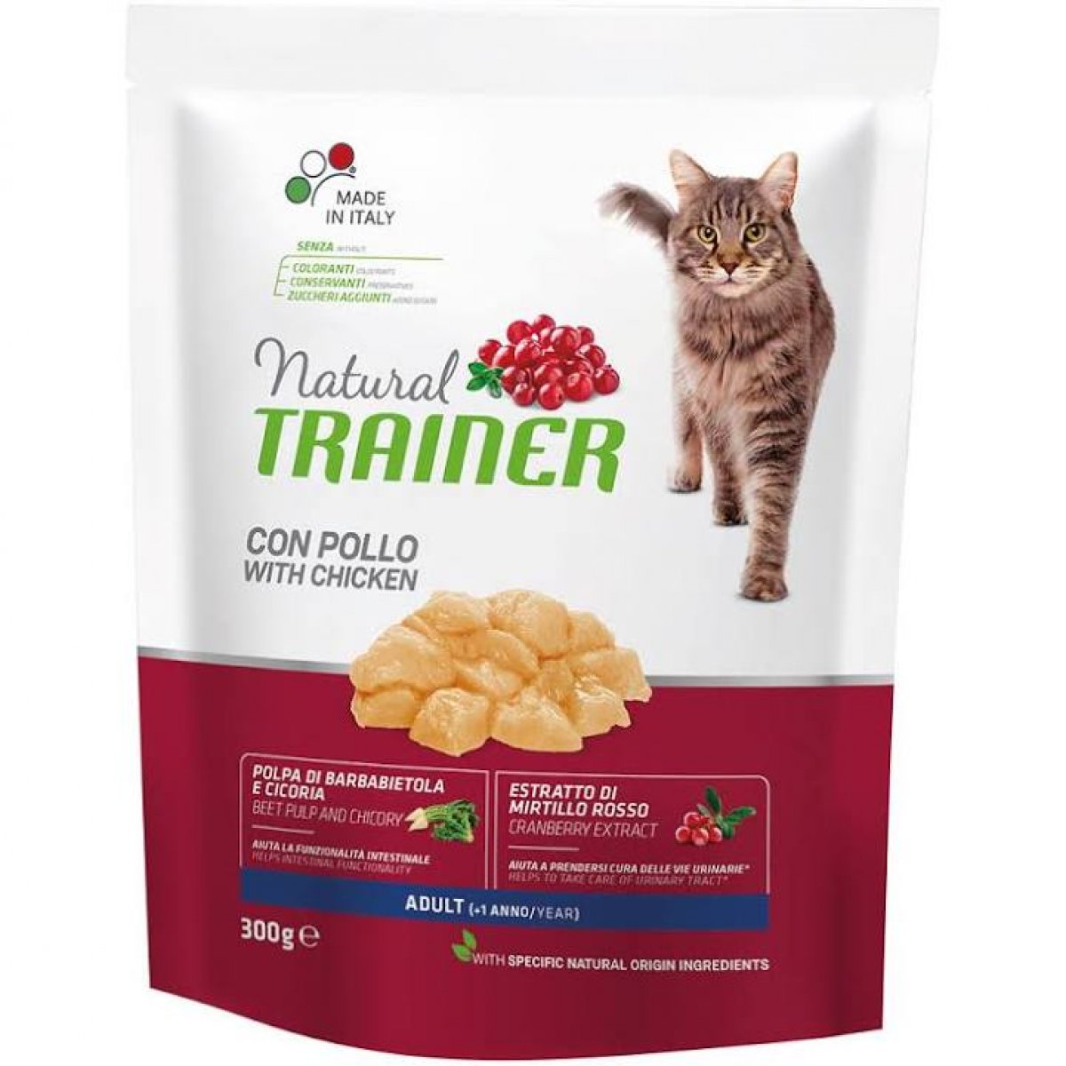 NATURAL TRAINER 300 gr crocchette per GATTI ADULTI al POLLO
