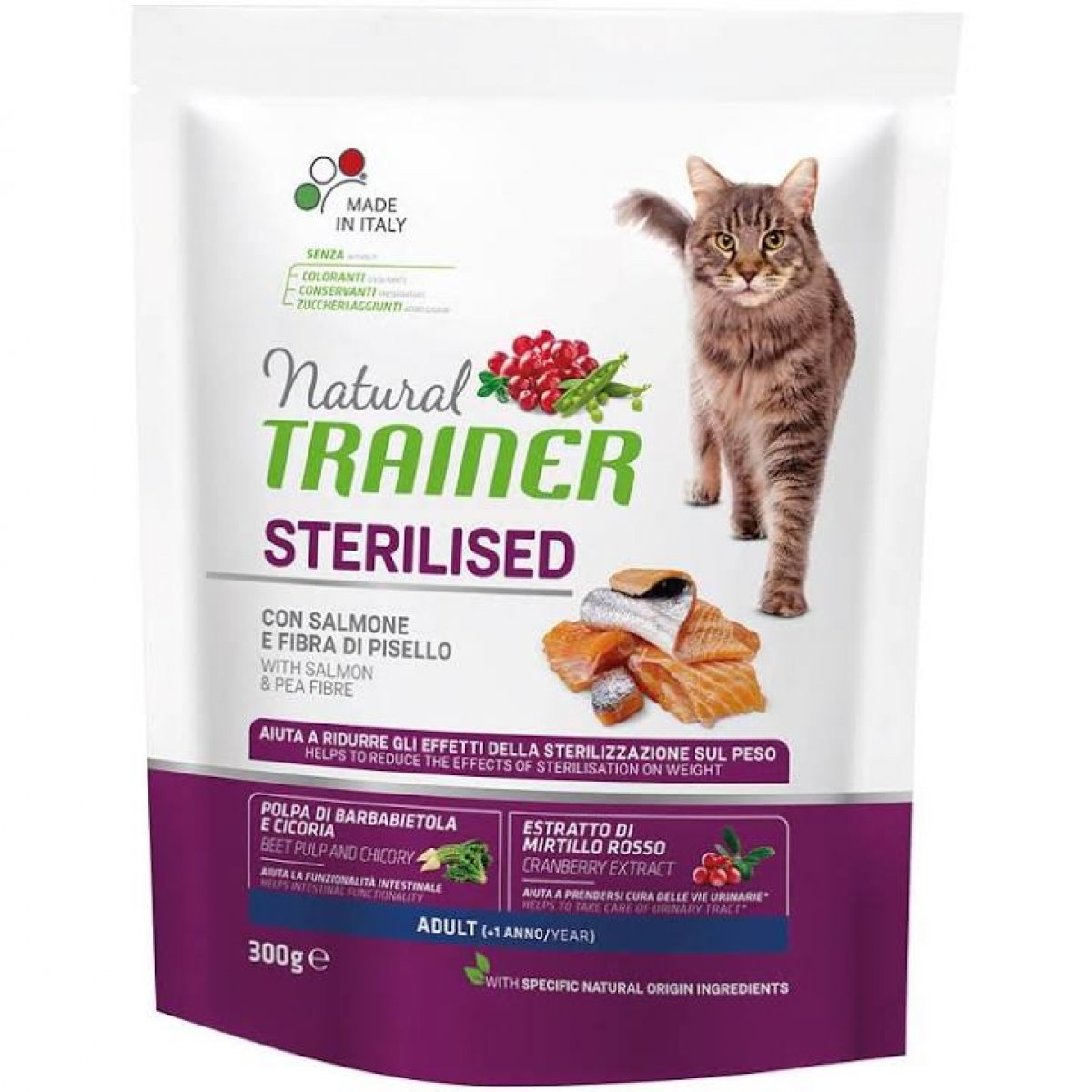 NATURAL TRAINER 300 gr crocchette per GATTI STERILIZZATI al SALMONE