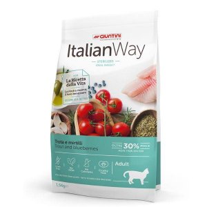 ITALIAN WAY STERILISED alimento per gatti adulti TROTA E MIRTILLI 1,5KG