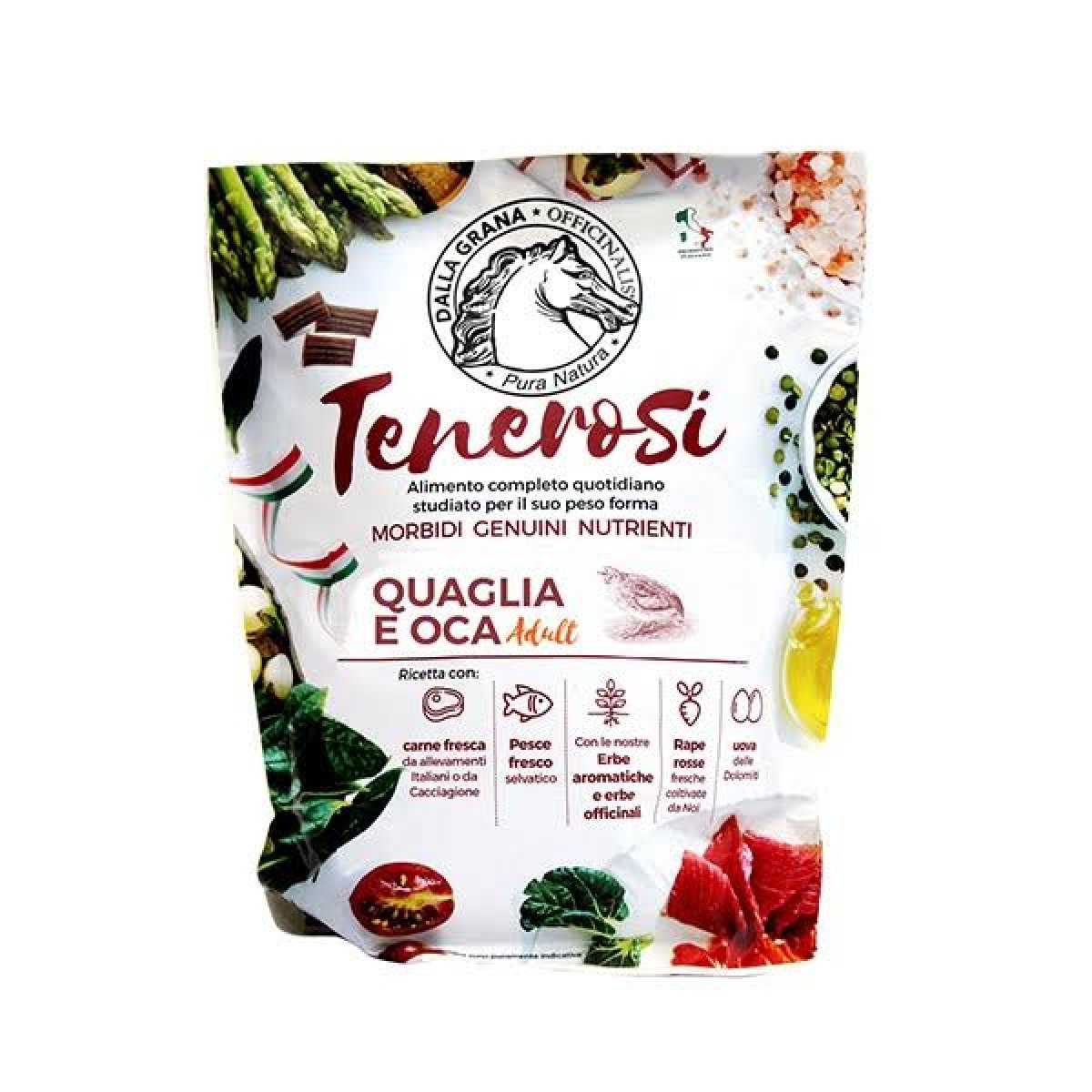TENEROSI 800 gr - alimento semiumido per CANI adulti QUAGLIA e OCA