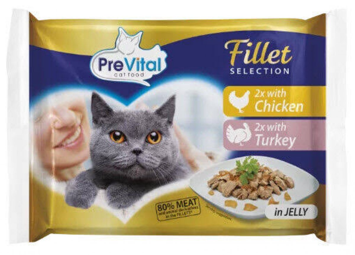 PREVITAL 4 buste 100gr GATTO pollo e tacchino 