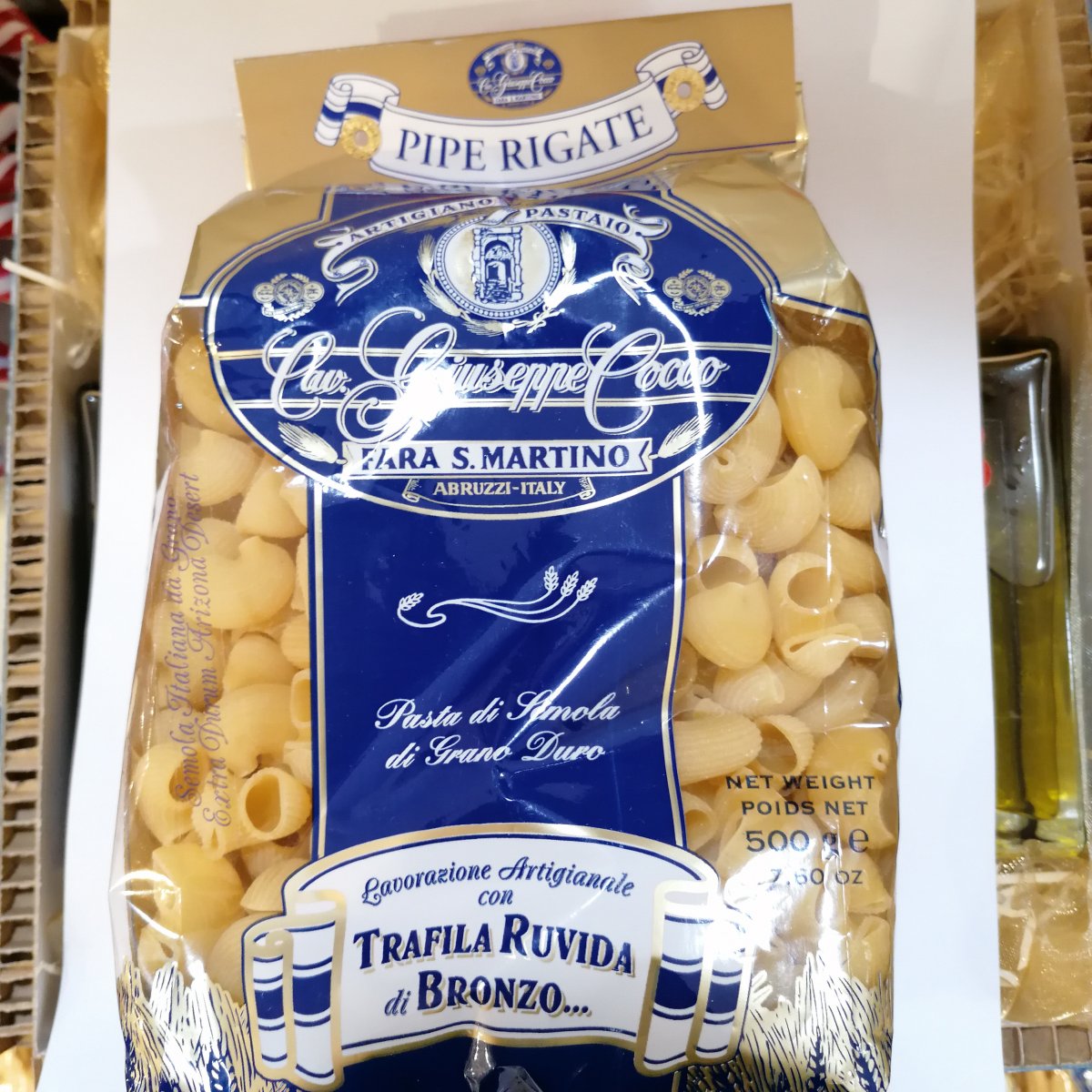 Pipe 500gr  pastificio cav. GIUSEPPE COCCO sedani maccheroni pasta attorcigliati pipette