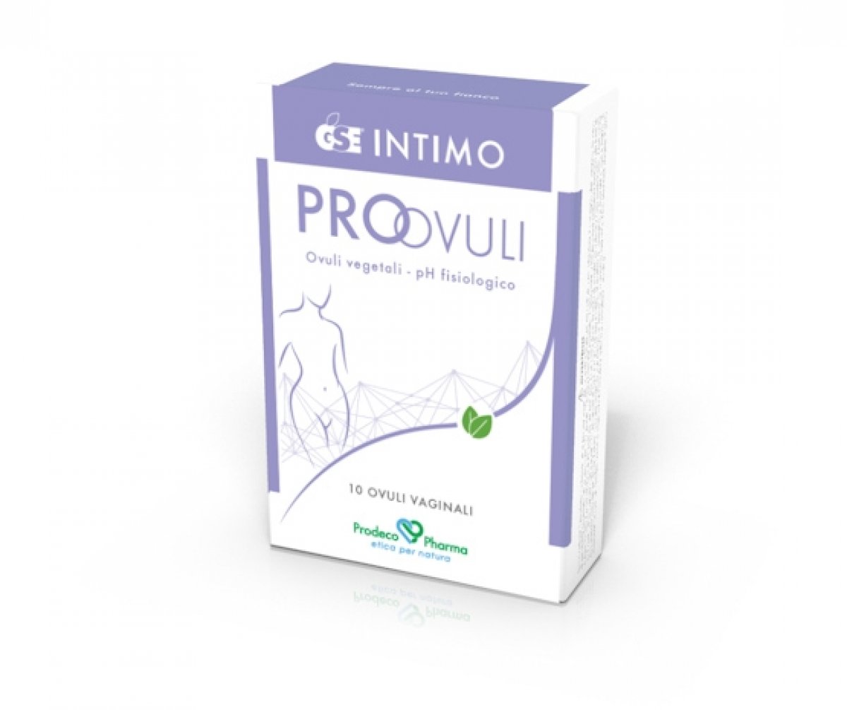 GSE Intimo Pro-Ovuli - Prodeco Pharma GSE Intimo Pro-Ovuli è un prodotto in grado di contrastare la colonizzazione da parte degli agenti patogeni e a mantenere il pH ai valori fisiologici della mucosa vaginale. Confezione: blister da 10 ovuli vaginali vegetali da 2,5g.